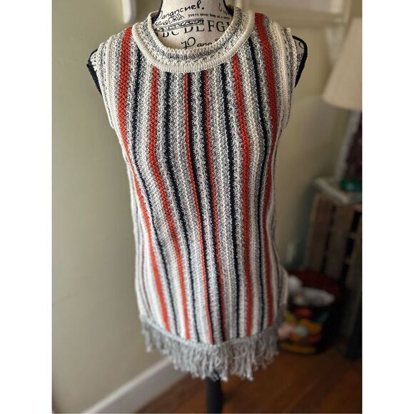 Massimo Dutti Fashion Boho Fringed Striped Yarn Shirt Women S NWT - Picture 11 of 11